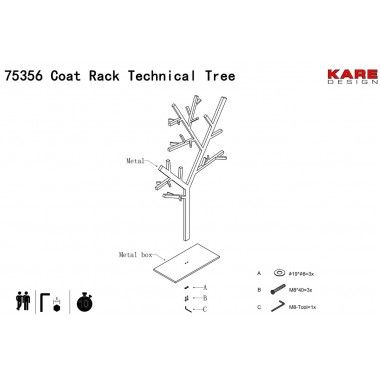 Cabide de designer preto TECHNICAL árvore 200 cm