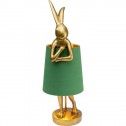 Goldene Hasenlampe mit grünem Lampenschirm RABBIT