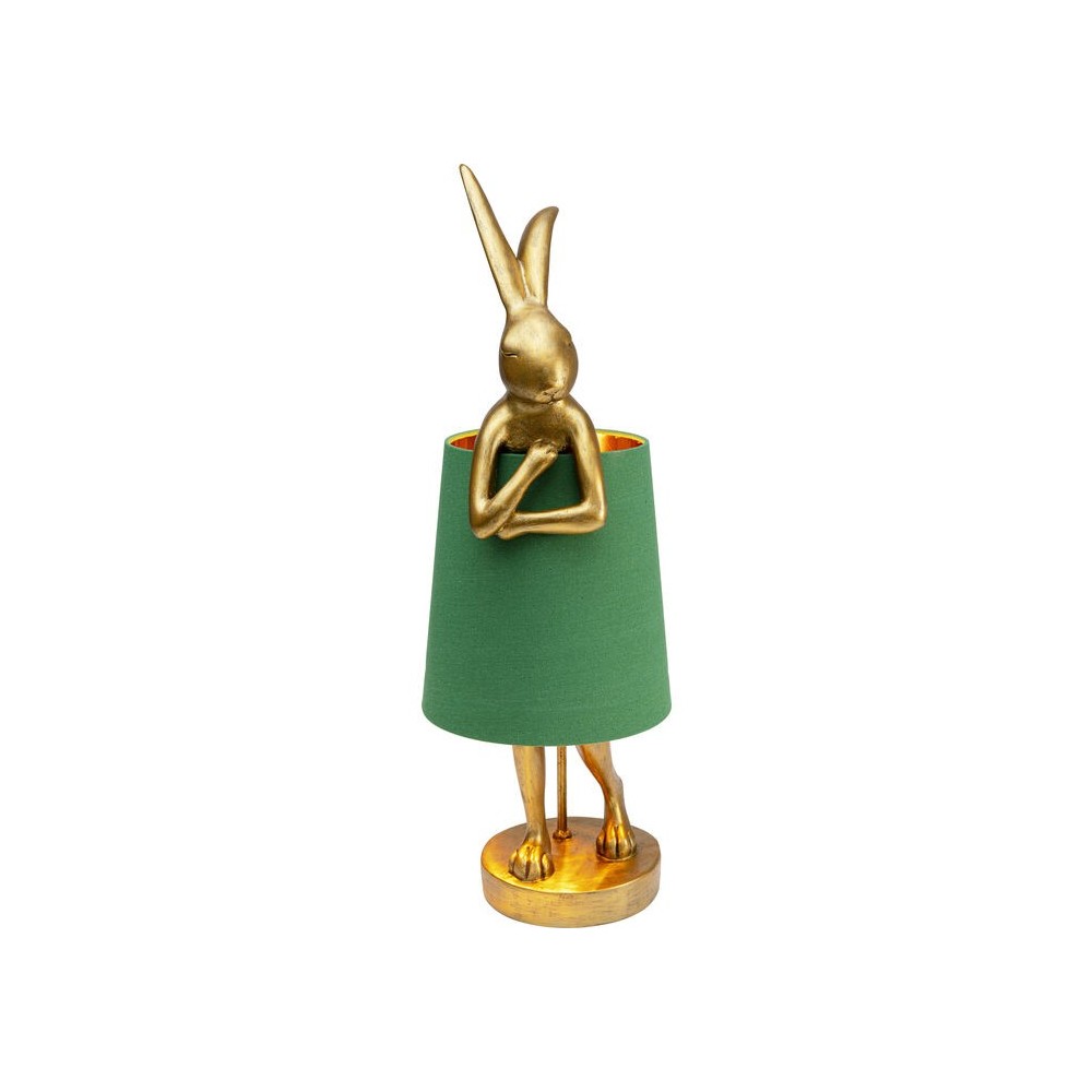 Lámpara conejo dorado con pantalla verde RABBIT