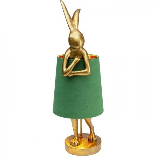 Golden rabbit lamp with green lampshade RABBIT