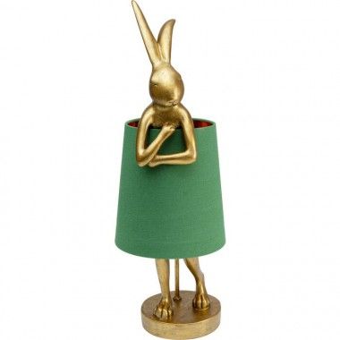 Golden rabbit lamp with green lampshade RABBIT