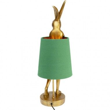 Lámpara conejo dorado con pantalla verde RABBIT