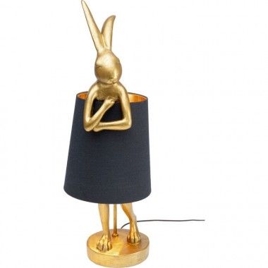 Gouden konijnenlamp met zwarte lampenkap RABBIT