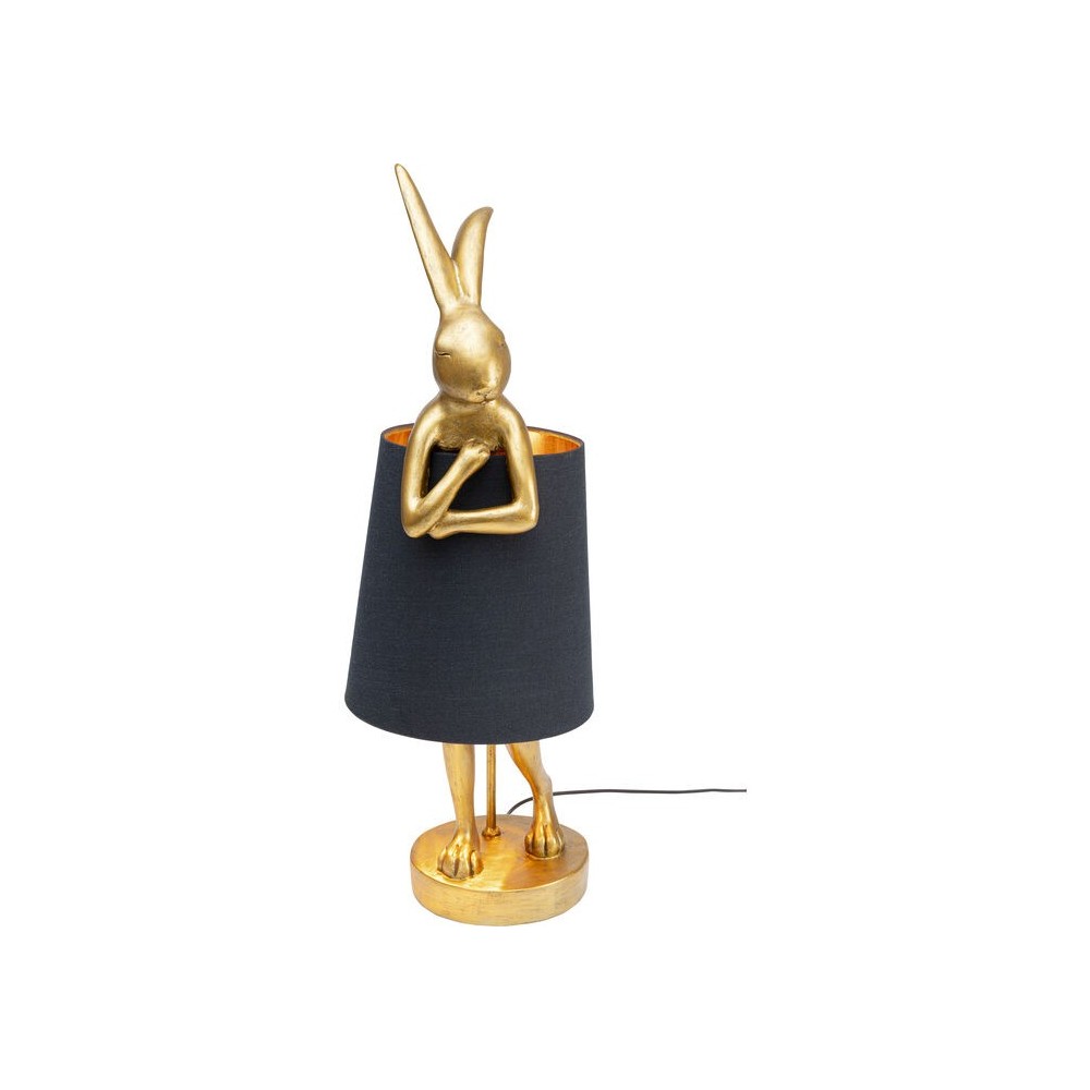 Gouden konijnenlamp met zwarte lampenkap RABBIT