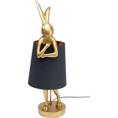 Gouden konijnenlamp met zwarte lampenkap RABBIT