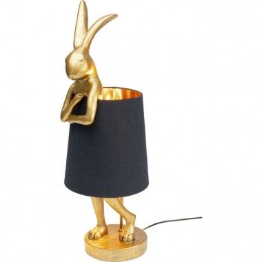 Gouden konijnenlamp met zwarte lampenkap RABBIT