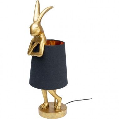 Gouden konijnenlamp met zwarte lampenkap RABBIT