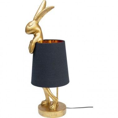 Gouden konijnenlamp met zwarte lampenkap RABBIT