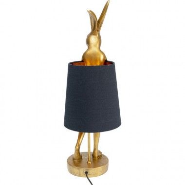 Gouden konijnenlamp met zwarte lampenkap RABBIT