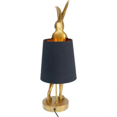 Lampe lapin doré abat-jour noir RABBIT