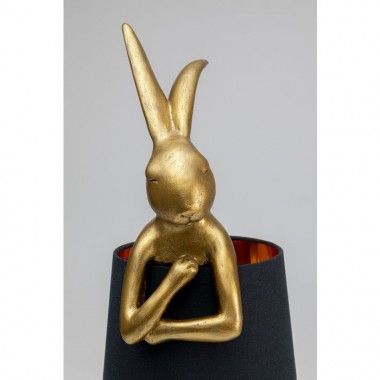 Gouden konijnenlamp met zwarte lampenkap RABBIT