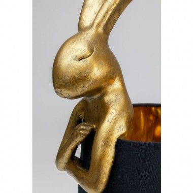 Gouden konijnenlamp met zwarte lampenkap RABBIT