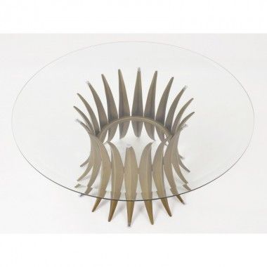 Table de salon plateaux en verre et métal doré 91 cm BRIANA