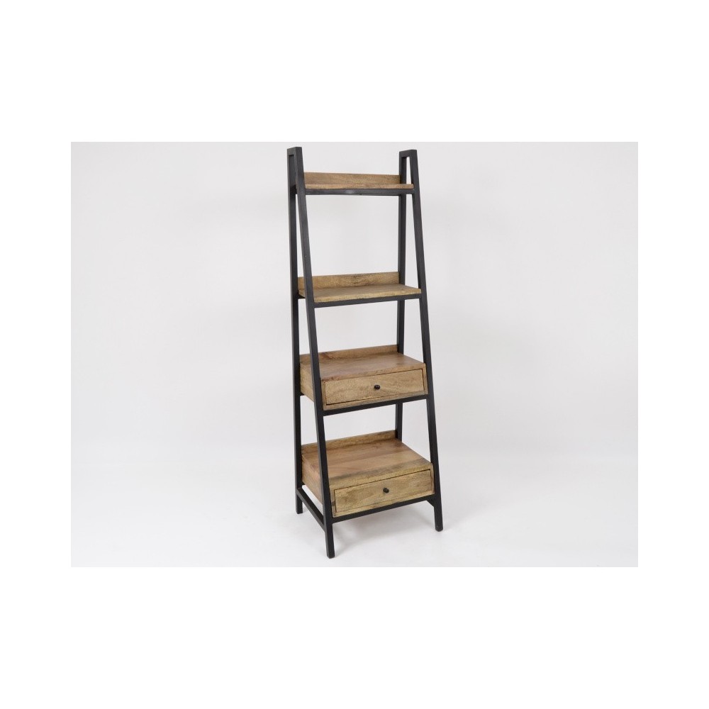 ABISKO wooden shelf with 4 shelves and 2 drawers