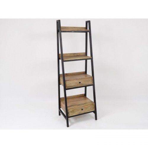 ABISKO wooden shelf with 4 shelves and 2 drawers
