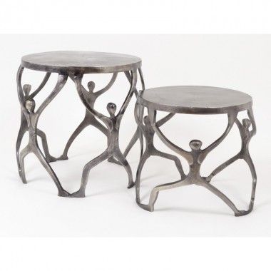 Set of 2 gold end tables PEOPLE