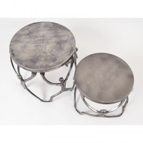 Set of 2 gold end tables PEOPLE