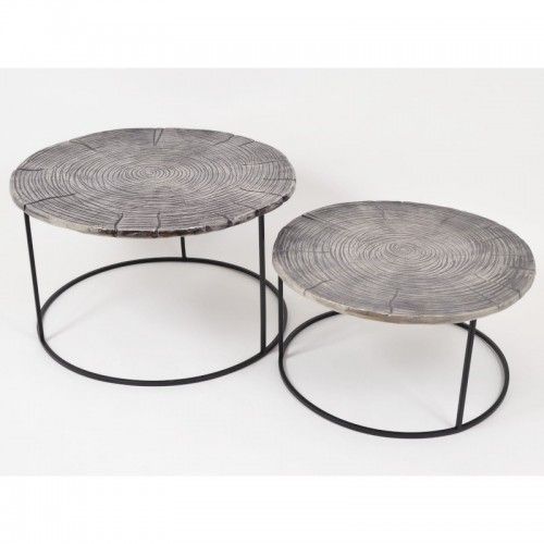 Set of 2 silver oval end tables 70/51cm MAPLE