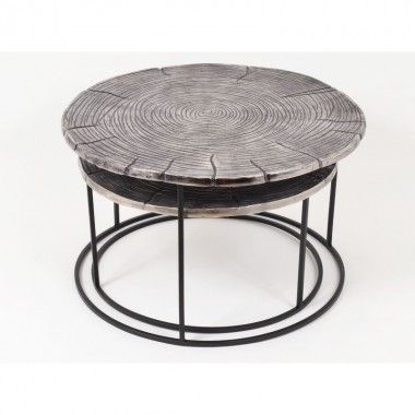 Set of 2 silver oval end tables 70/51cm MAPLE