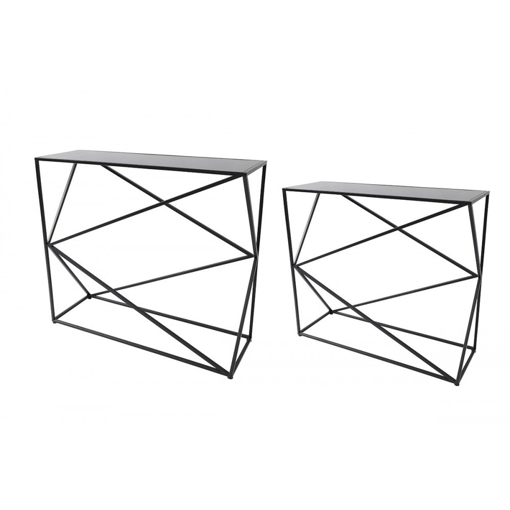 Set of 2 black cross consoles ART DE FER