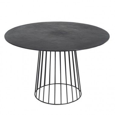 Table à manger noir aluminium et fer 120x120x77cm