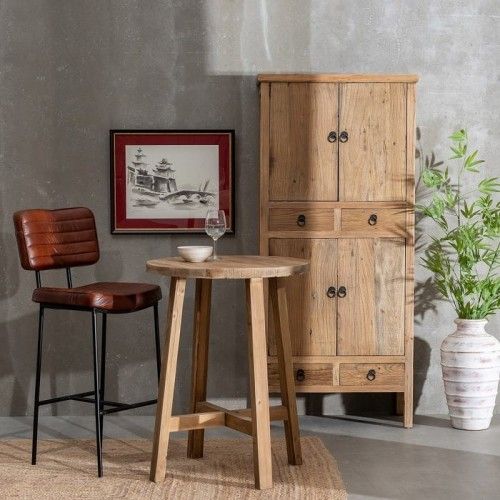 Table haute naturel bois de pin 90cm