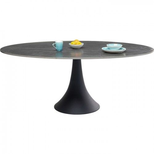 GRES black oval table 180x120cm