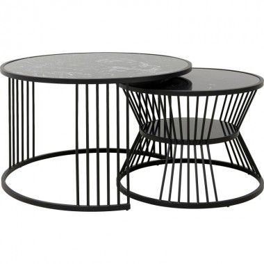 Conjunto de 2 mesa de café negro Kare design ROMA