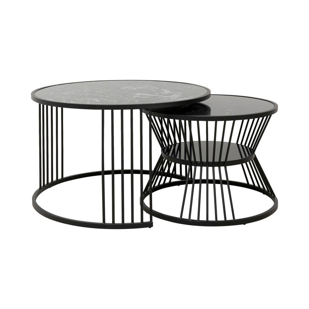 Conjunto de 2 mesa de café negro Kare design ROMA