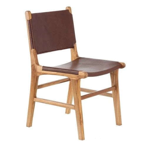 Chaise bois et cuir naturel WEAVE