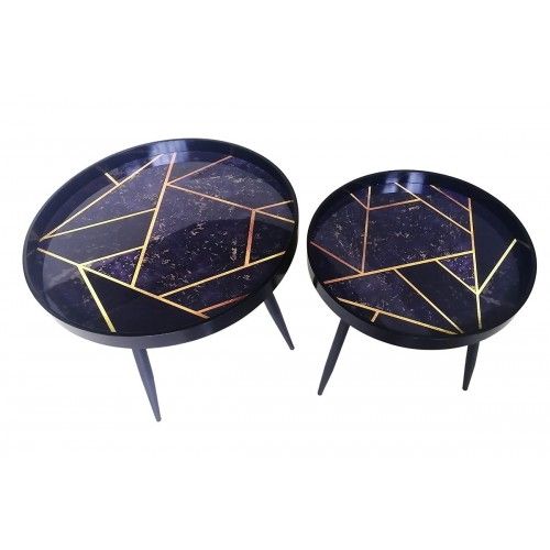 Tables gigognes X2 geometric bleu/or STYYL