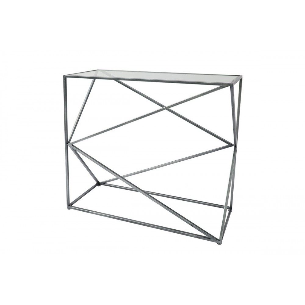 Grijze metalen kruisconsole 80 cm ART DE FER