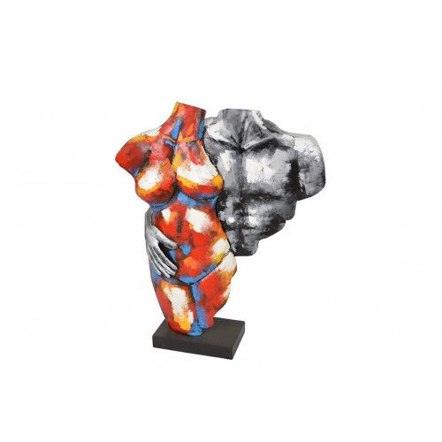Escultura en metal bustos pareja PIGMENTO rojo/plata