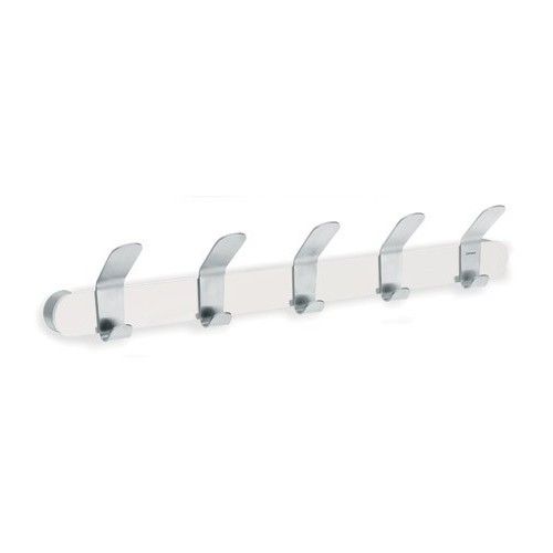 White wall coat rack with 5 shiny stainless steel hooks VENEA Blomus