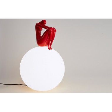 Sphere lumineuse sculpture resine reflexion rouge INTERIOR
