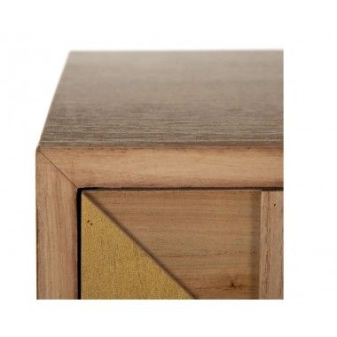 Consola madera natural oro/madera 1 cajón 1 taquilla PAULONIA