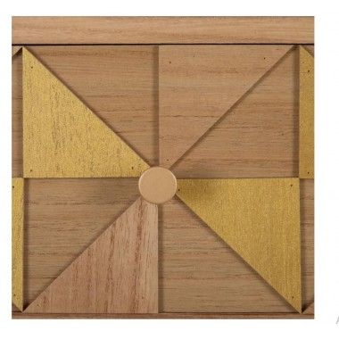 Consola madera natural oro/madera 1 cajón 1 taquilla PAULONIA