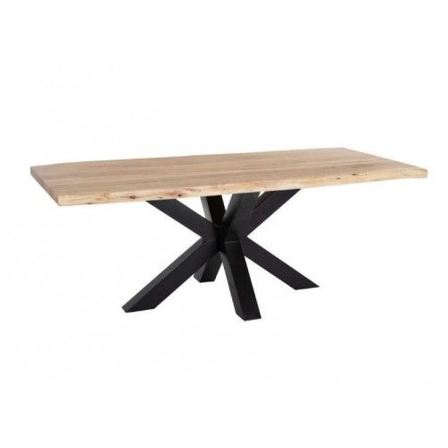 Table plateau bois acacia/ métal noir INDUS
