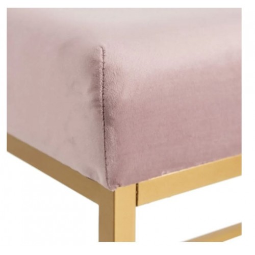 Banc velours tissu rose et métal doré 120 cm HISENJI
