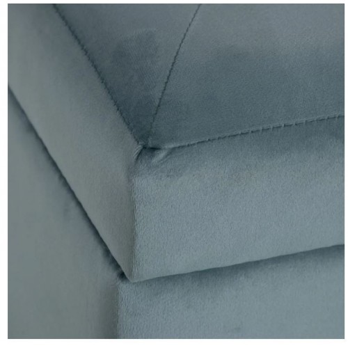 Banquette capitonnée malle tissu velours bleu 83 cm MOLUTY