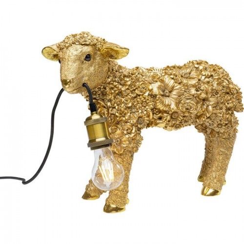 Lámpara de oveja animal con flores de oro 36cm