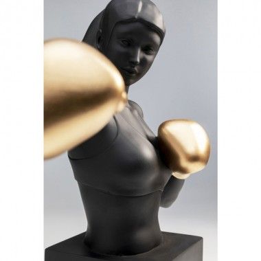 Standbeeld zwarte vrouw gouden bokshandschoenen BALBOA