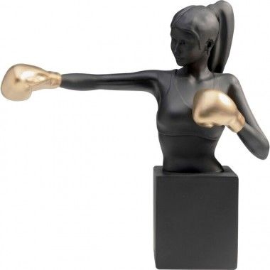Statue femme noire gants de boxe doré BALBOA