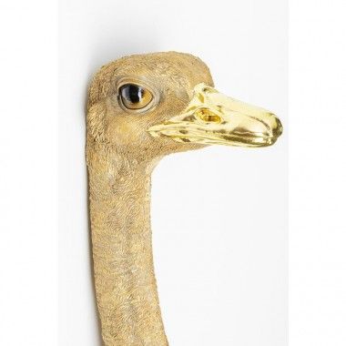 Decoración de pared, cabeza de avestruz dorada