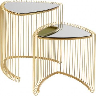 Set of 2 WIRE golden triangle side tables