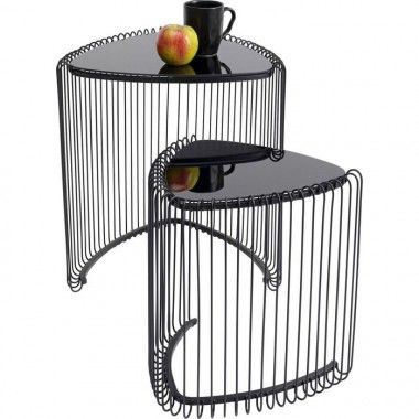 Set of 2 WIRE black triangle side tables