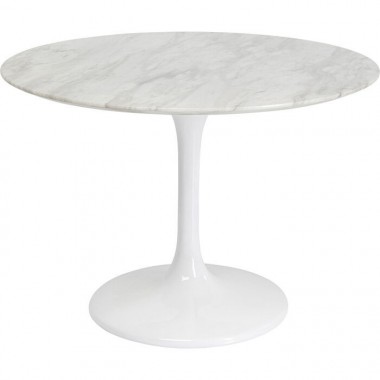 Table marbre blanc 110cm pied tulipe SOLO