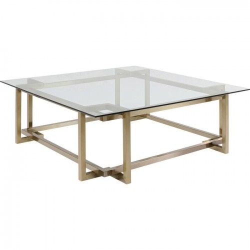 Glass and gold steel coffee table 120 cm CLARA