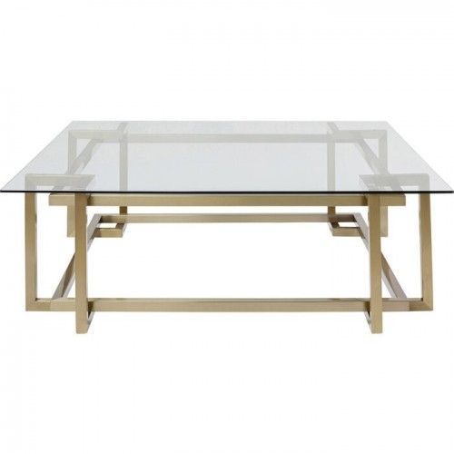 Glass and gold steel coffee table 120 cm CLARA