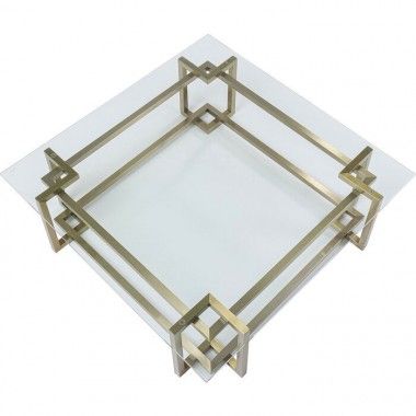 Mesa de centro em aço dourado e vidro 120 cm CLARA